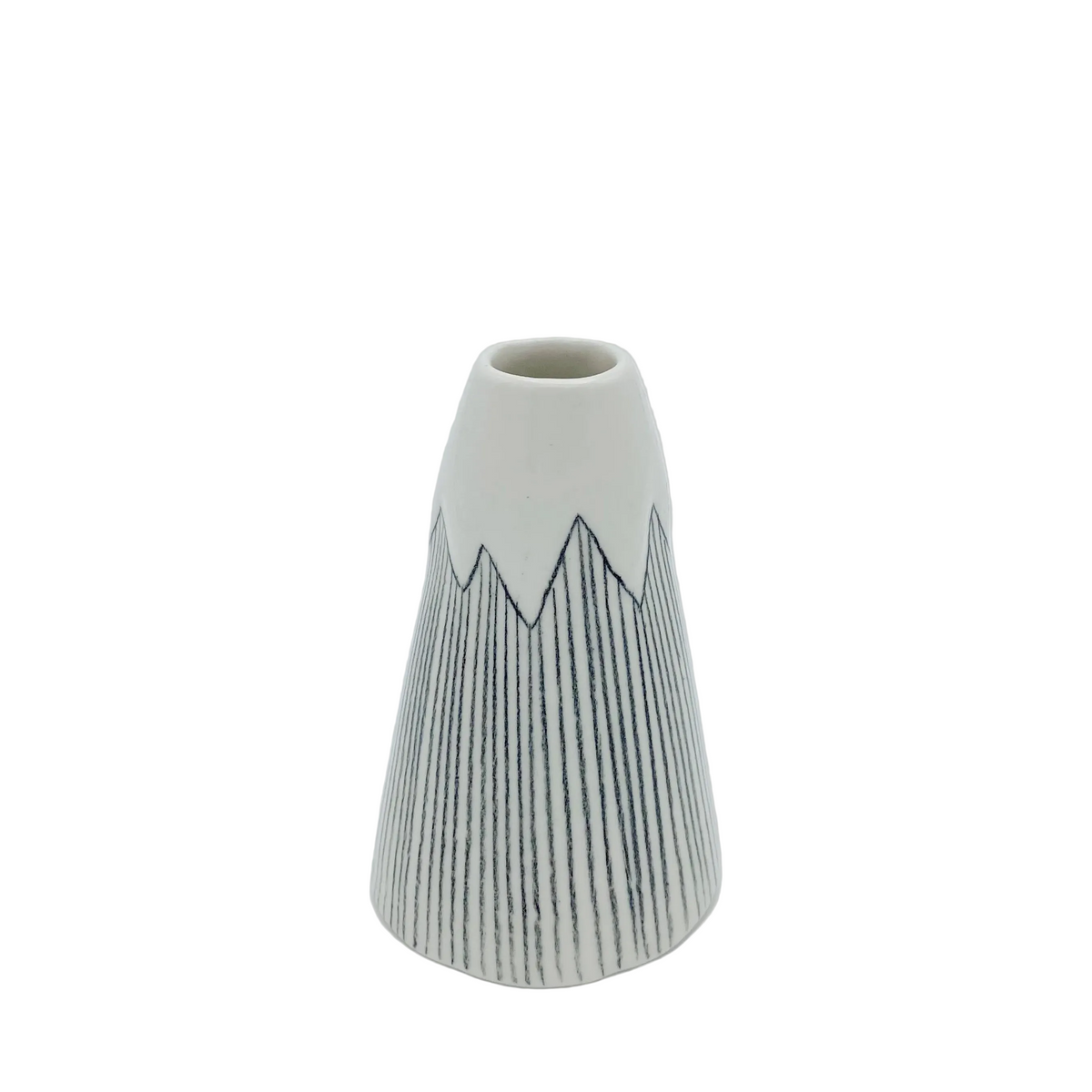 Volcano vase with lines, light blue  inside