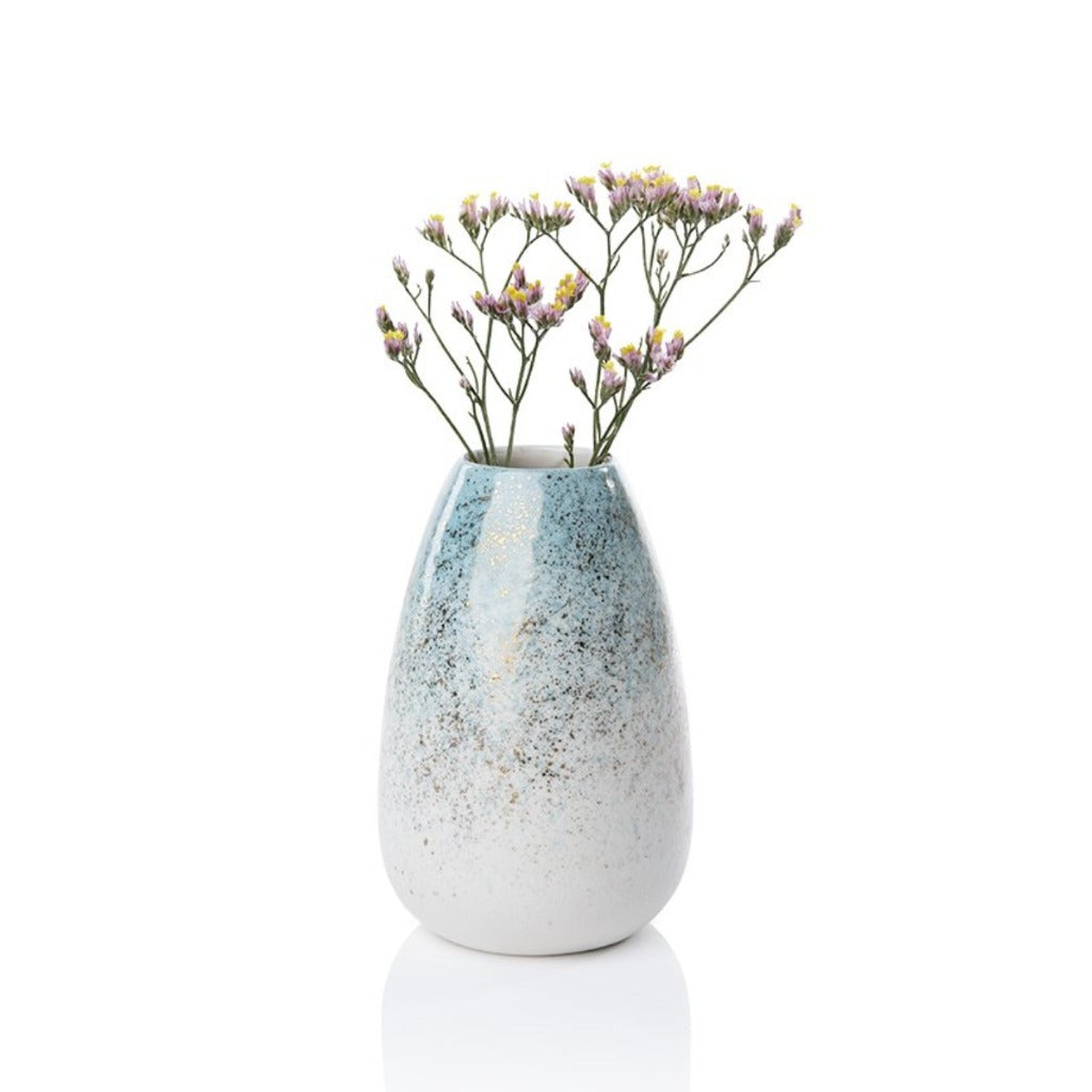 Golden vase, Light Bluegreen Size - S / Gullvasi, Páfugls Grænn