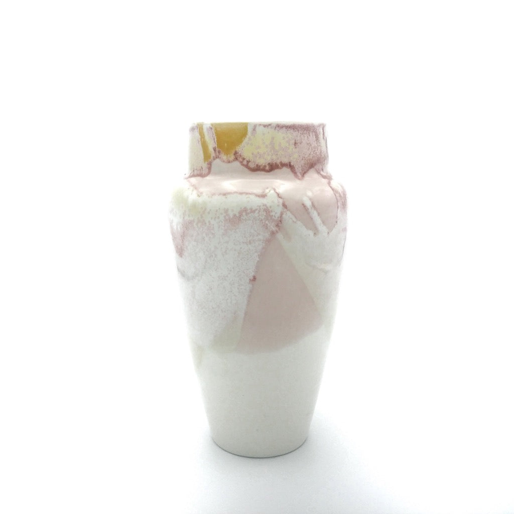 Kaolin-gudnyhaf-porcelain vase. Color white,rosa,pink and yellow with a watercolor effect.