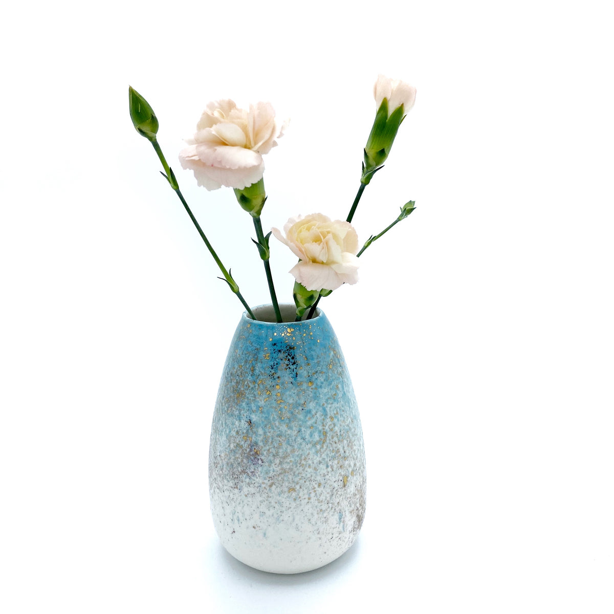 Golden vase, Light Bluegreen Size - S / Gullvasi, Páfugls Grænn