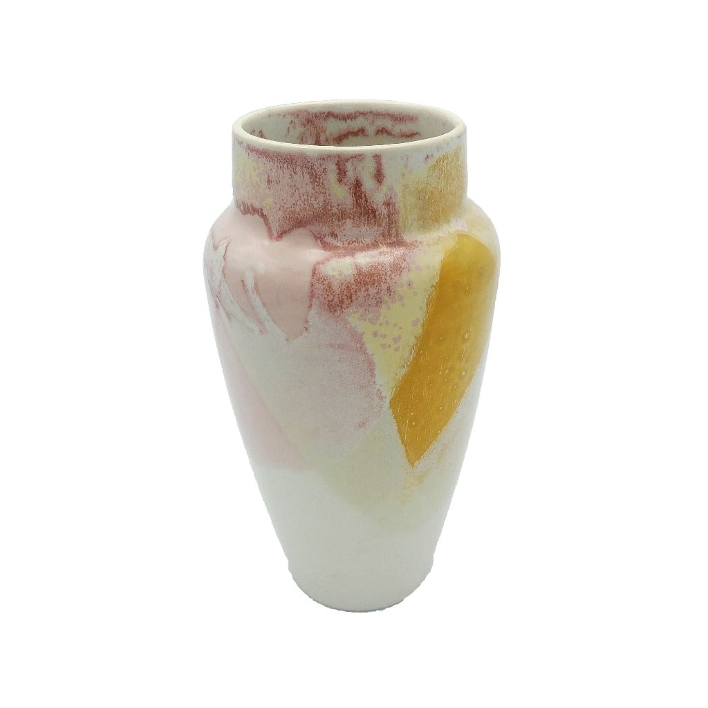 Kaolin-gudnyhaf-porcelain vase. Color white,rosa,pink and yellow with a watercolor effect.