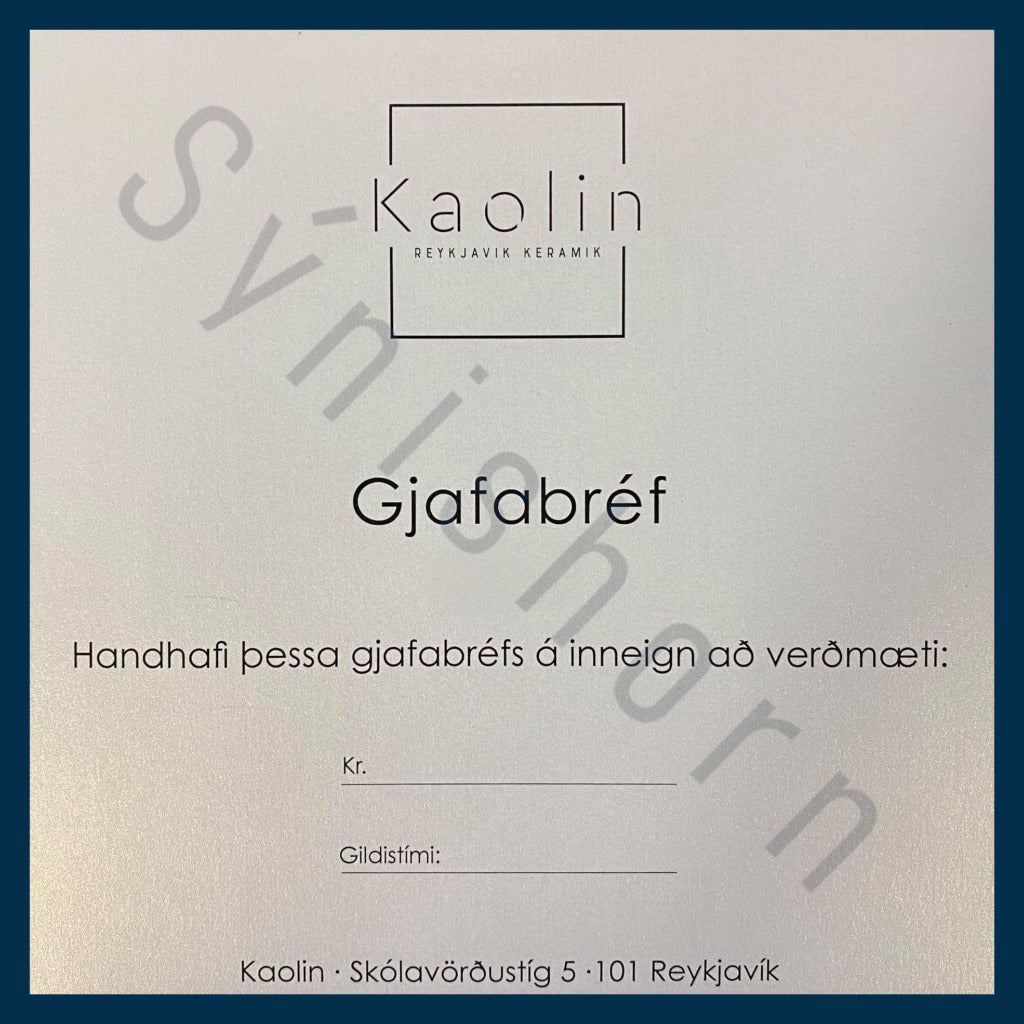 Kaolin - Gjafabréf. Physical gift card.